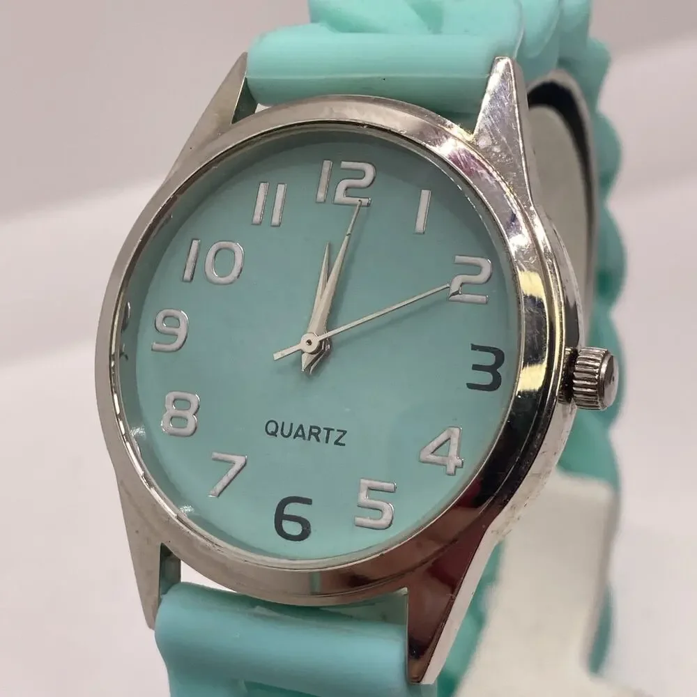 Womens Colorful Rubber Quartz Fashion Watch Works New Battery